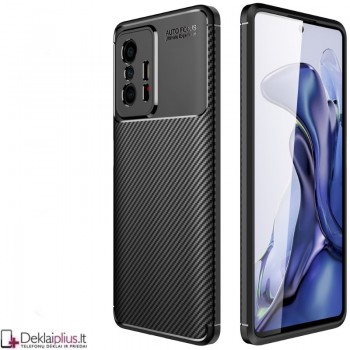 Carbon guminis dėklas - juodas (telefonui Xiaomi 11T/11T Pro) Carbon guminis dėklas - juodas (telefonui Xiaomi 11T/11T Pro)